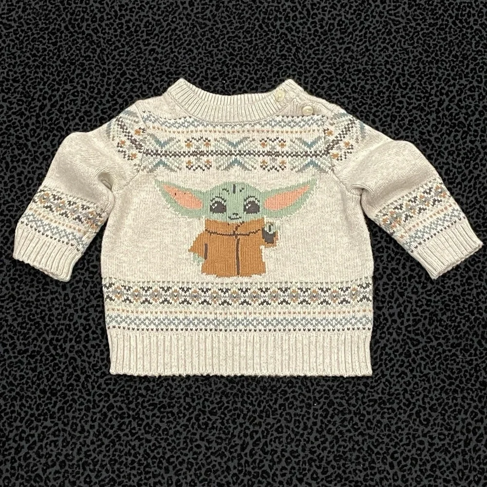 Baby Gap Star Wars Boys Sweater 6-12M Fair Isle Yoda Long Sleeves